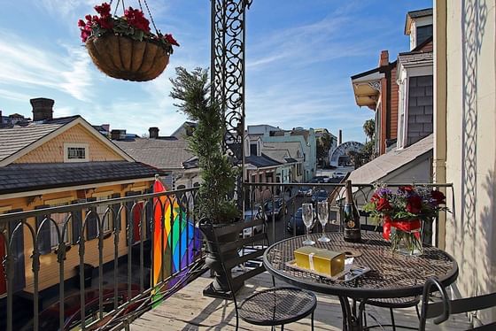 Inn on St. Ann Balcony with Champagne & Berries