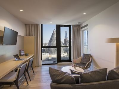 2 bedroom apartment lounge at Brady Hotels Central Melbourne