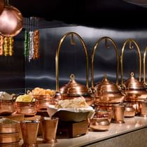 Buffet set-up in Giardino restaurant at Palazzo Versace Dubai