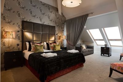 Comfortable king size bed at Orsett Hall Hotel