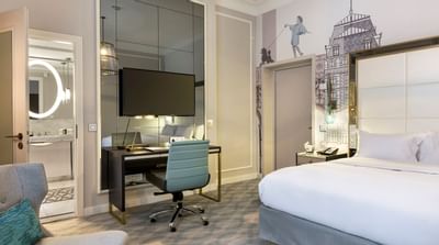 King bed in Accessible Guestroom at Hilton Paris Opera Hotel