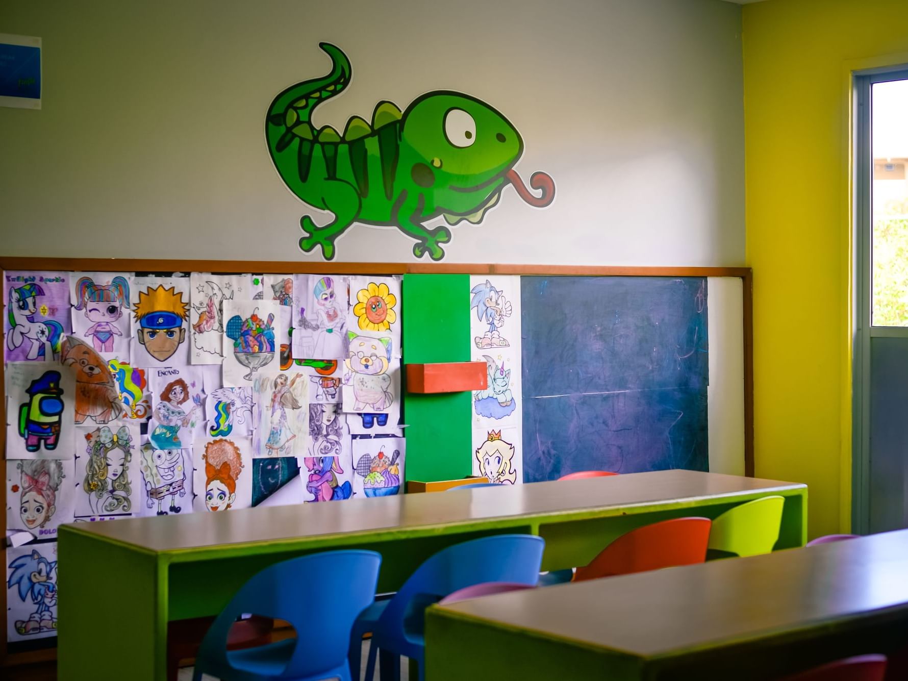 Drawing space available for visiting children.
