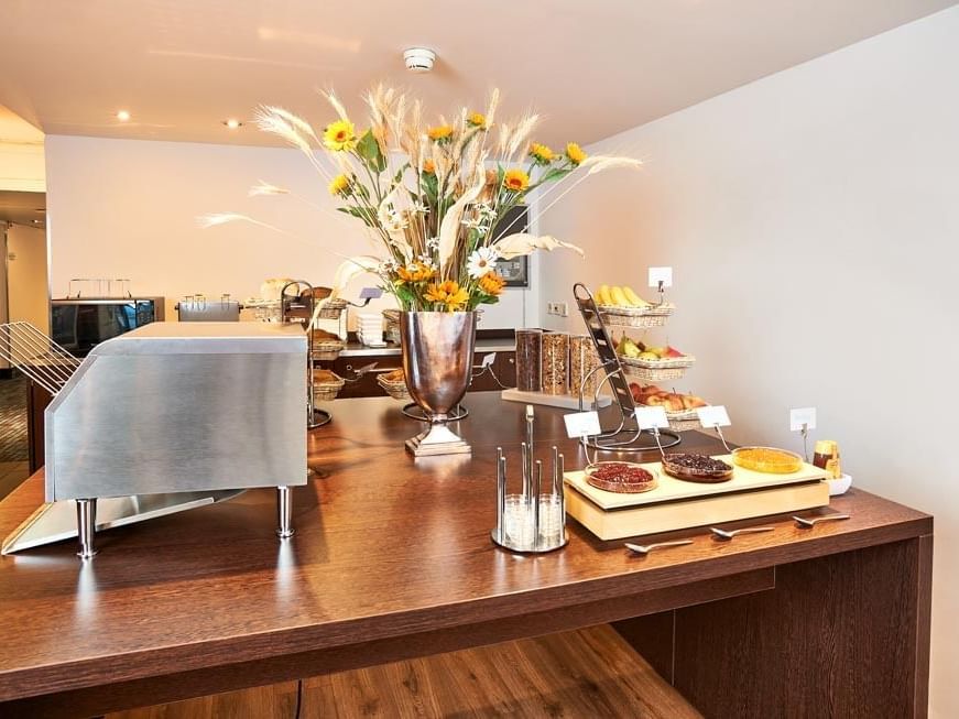 Breakfast buffet in a restaurant at Apart-Hotel Zurich Airport