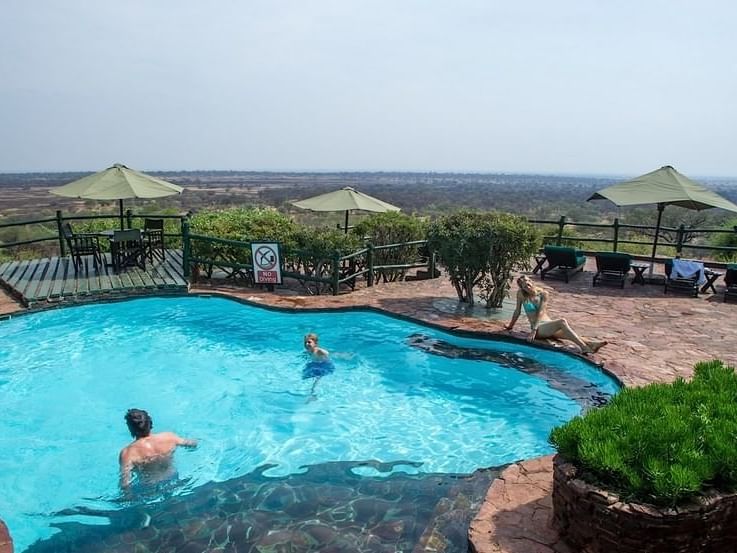Sundecks by the Swimming Pool at Kirawira Serena Camp