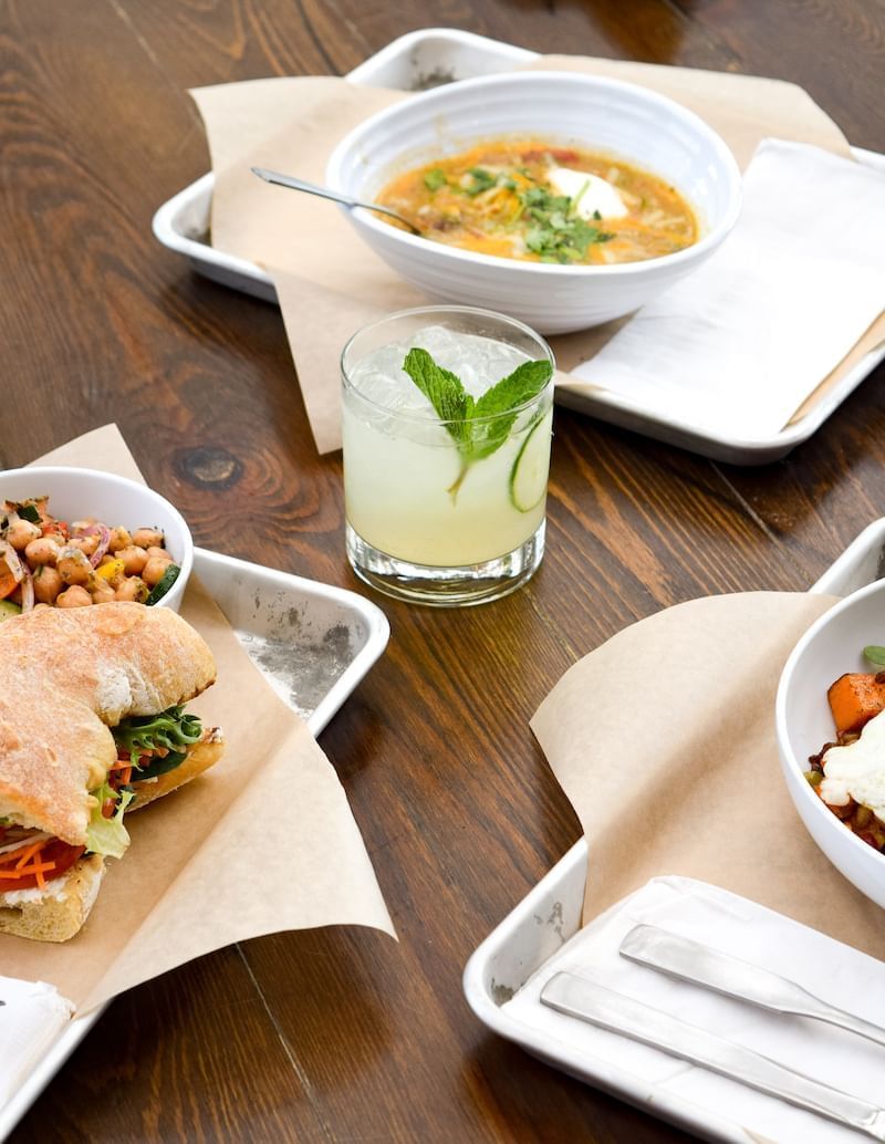 Variety of dishes served in Homa Cafe + Bar at Kinship Landing
