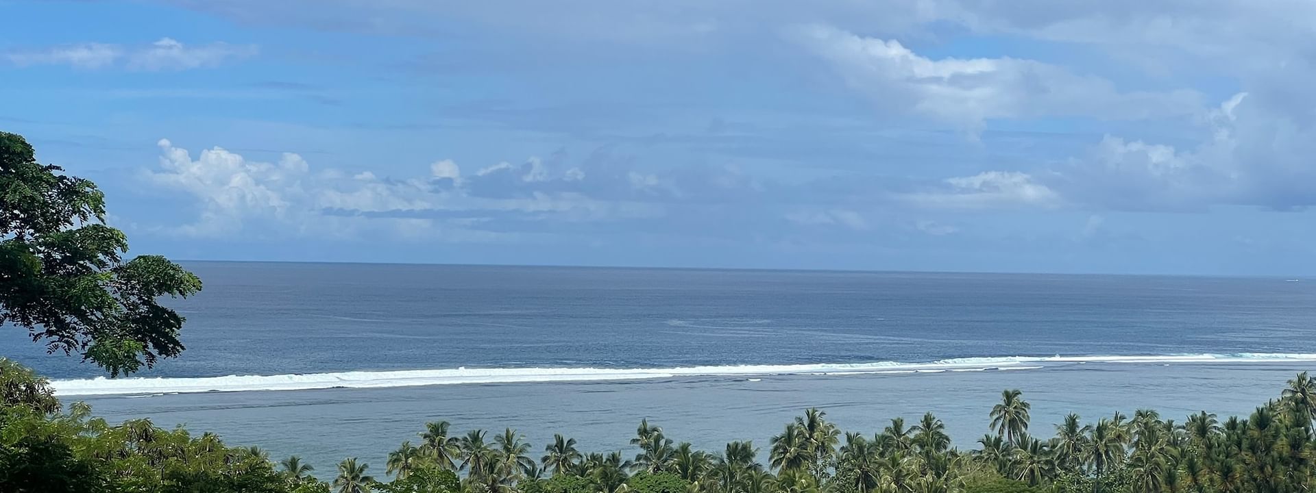 Scenic coastal view with lush vegetation and ocean waves at Tambua Sands Beach Resort in Sigatoka