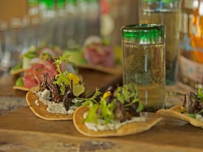 Close-up of tacos served at Cala de Mar
