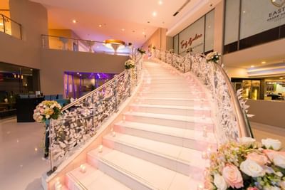 Decorated Staircase to the Wedding Ballroom at Eastin Grand Hotel Saigon