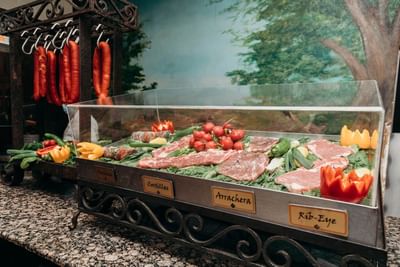 Raw meet buffet display in Fonda de Mexicali at Araiza Mexicali