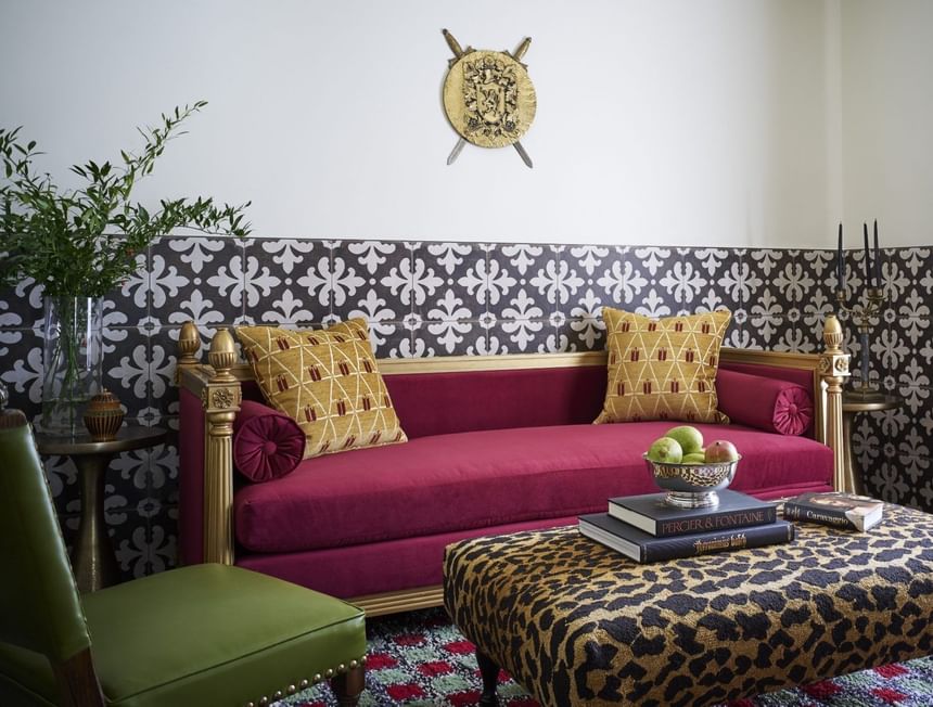 Matanza Suite's living room with sofa set at Esme Miami Beach