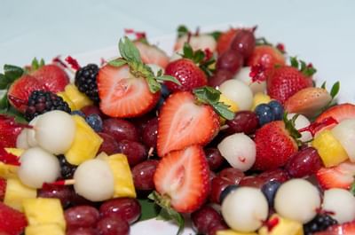 Close-up of a fruit platter served at Bougainvillea Barbados