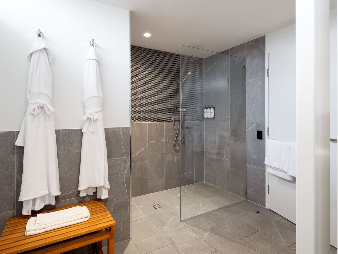 junior suite shower and bathrobes