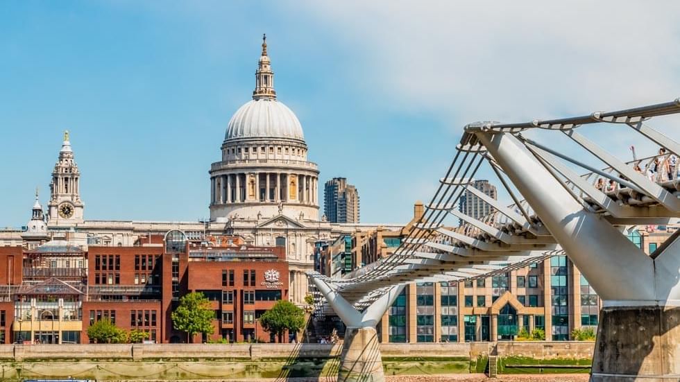 Millennium Bridge & St Paul's Cathedral near The Londoner Hotel