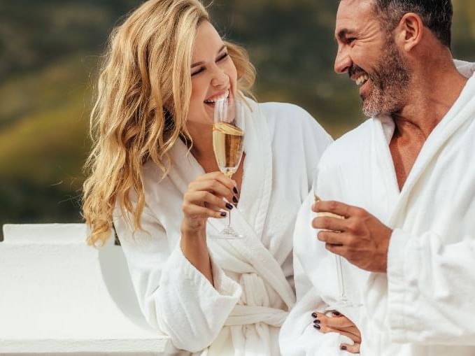 Couple enjoying Champaign at Safety Harbor Resort & Spa