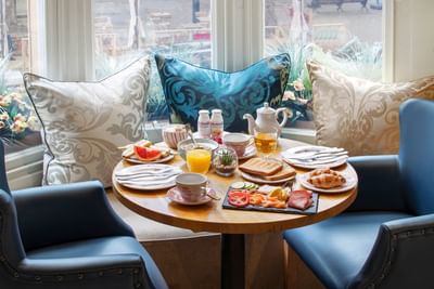 Breakfast platter served in a room at Sloane Square Hotel