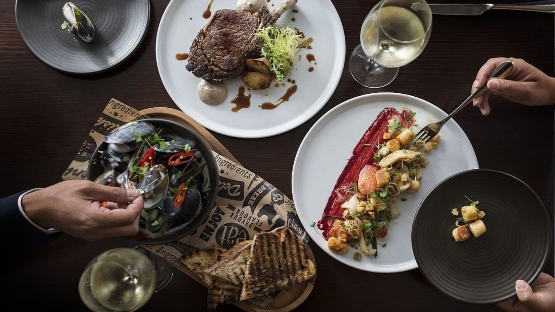 Fine dishes & wine served at Pullman Sydney Olympic park
