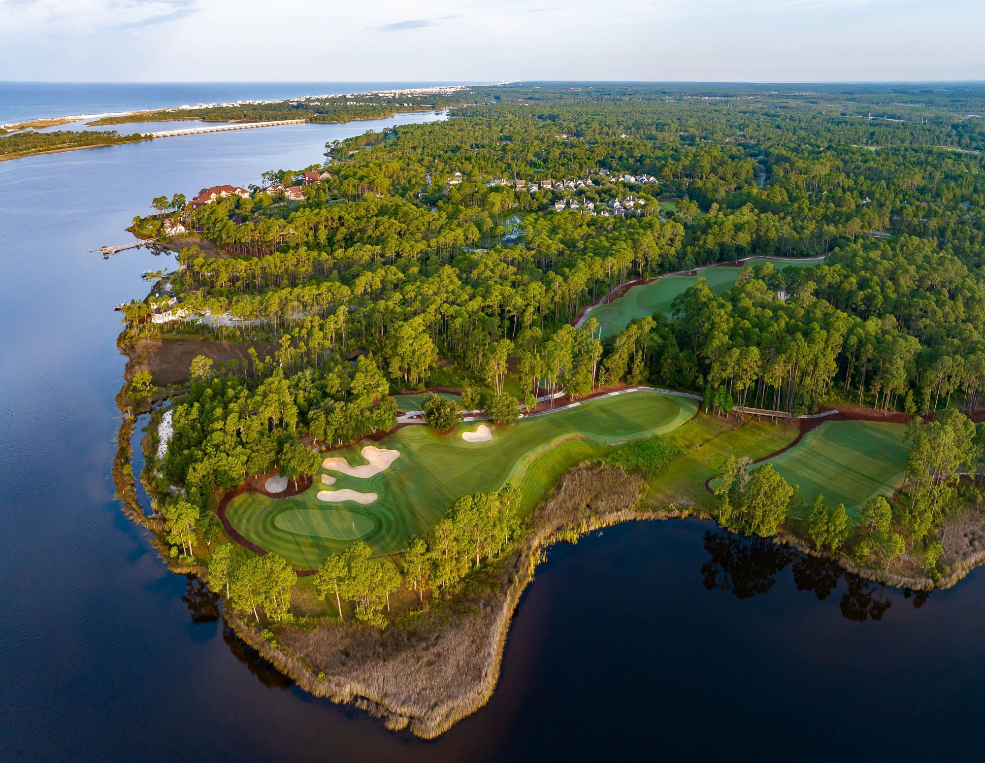Aerial view of the Sharks Tooth Golf Course & Sea at Watersound Inn