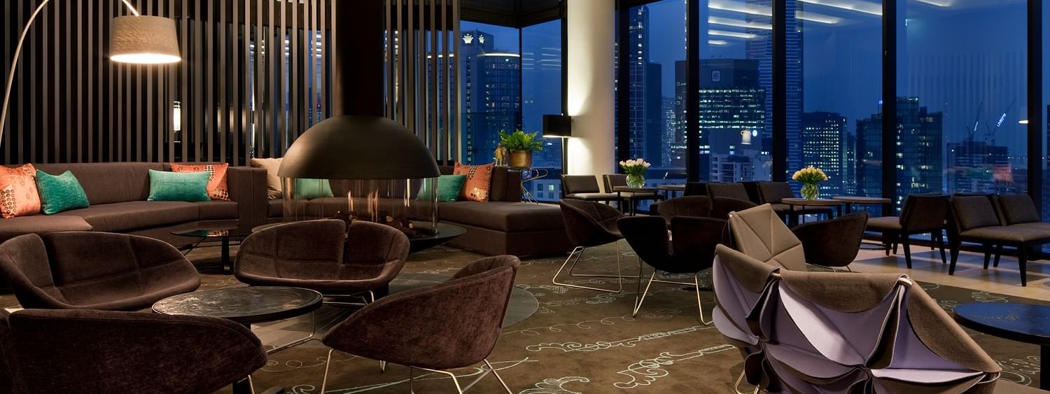 Interior of 28 Skybar Lounge at Crown Towers Melbourne
