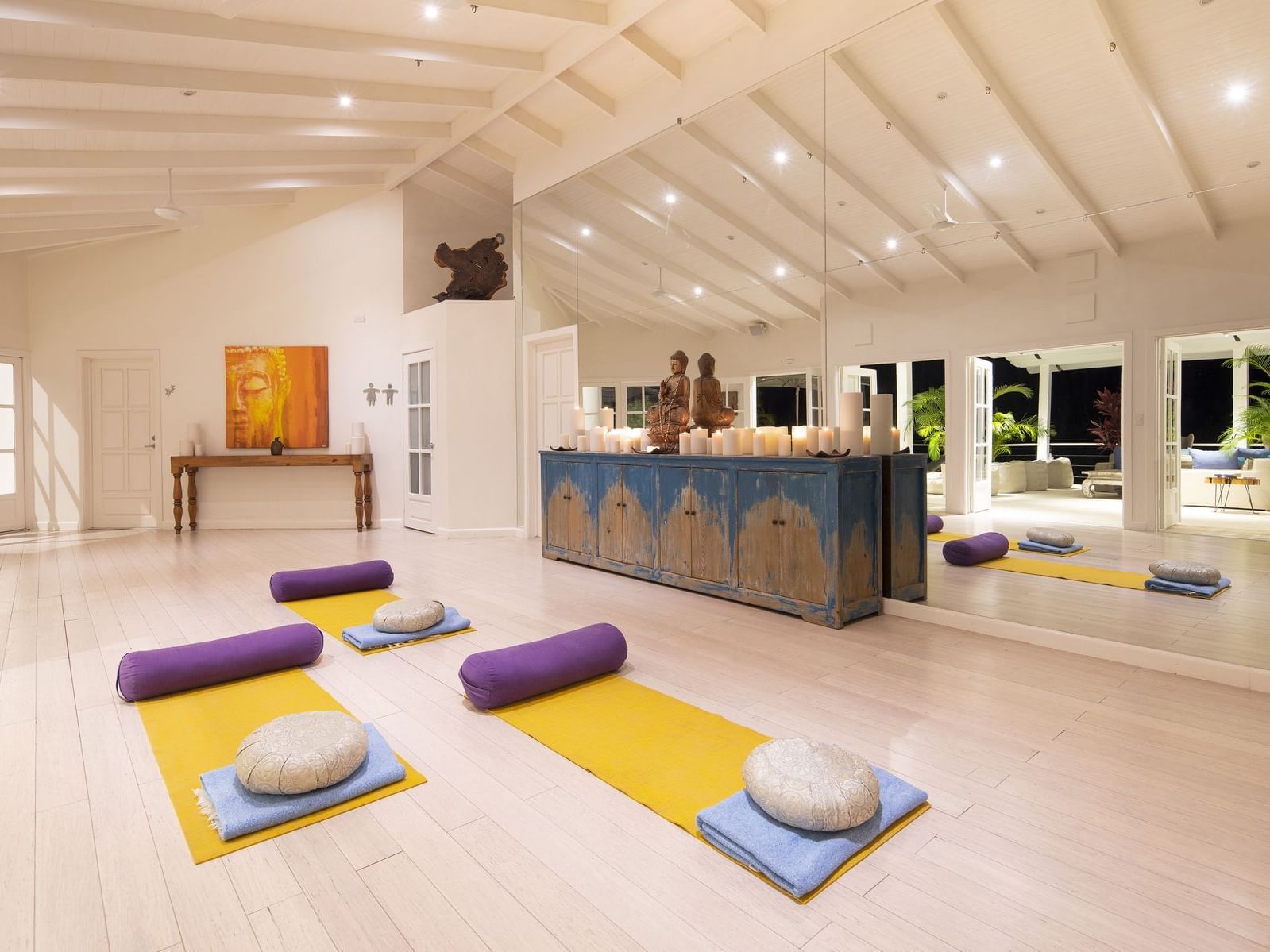 Yoga studio with mats and pillows at Retreat Costa Rica