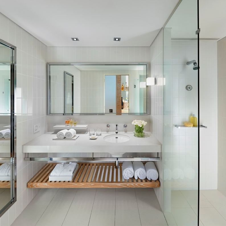 Bathroom vanity in a Hotel room at Crown Promenade Melbourne