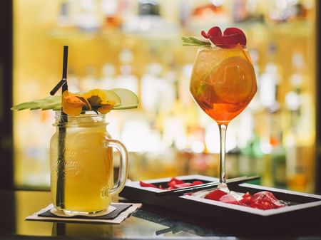 Close-up of cocktails served at Warwick Paris Champs Elysées