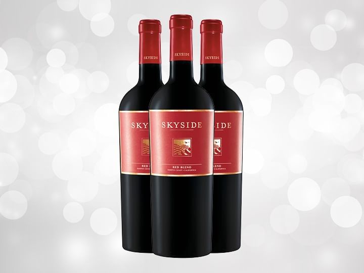 Three Bottles of Skyside Red Blend Wine against a light background
