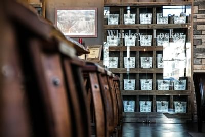 Liquor collection at the bar in Paramount Hotel Portland