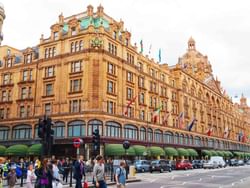 Exterior of Harrods building near Sloane Square Hotel