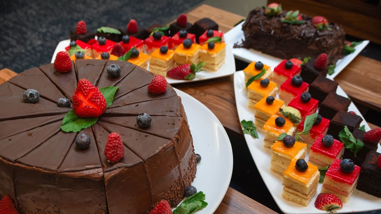 Assortment of desserts.