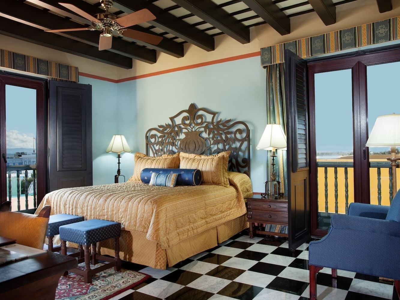 King size bed in Gloria Vanderbilt Suite at Hotel El Convento