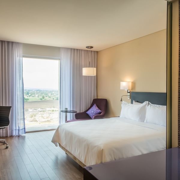 King bed in Superior Room with view at Fiesta Inn