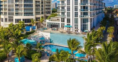 Outdoor pool in front of the hotel at Marenas Resort Miami