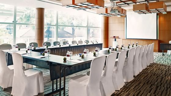 U style table set up for a meeting at Amara Sanctuary Resort