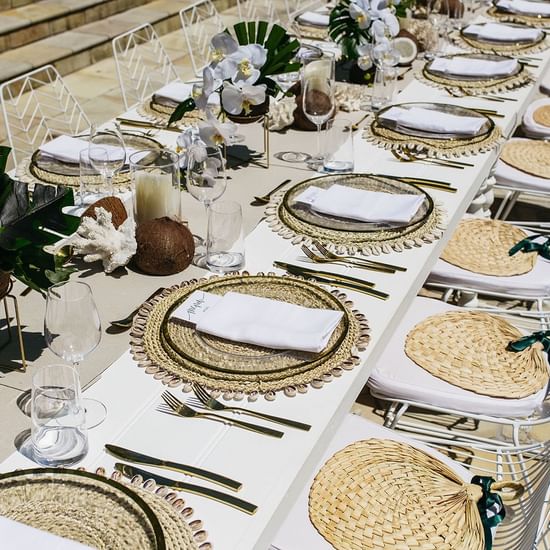 Tables arranged for wedding at Pullman Palm Cove Sea Resort