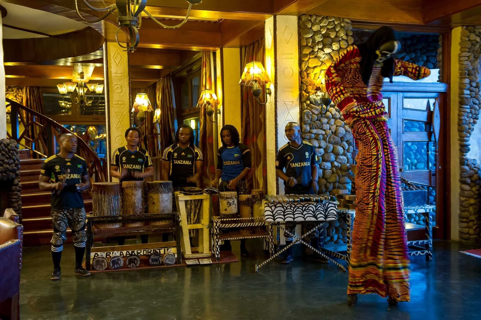 A performance in the Hotel lobby at Ngorongoro Serena