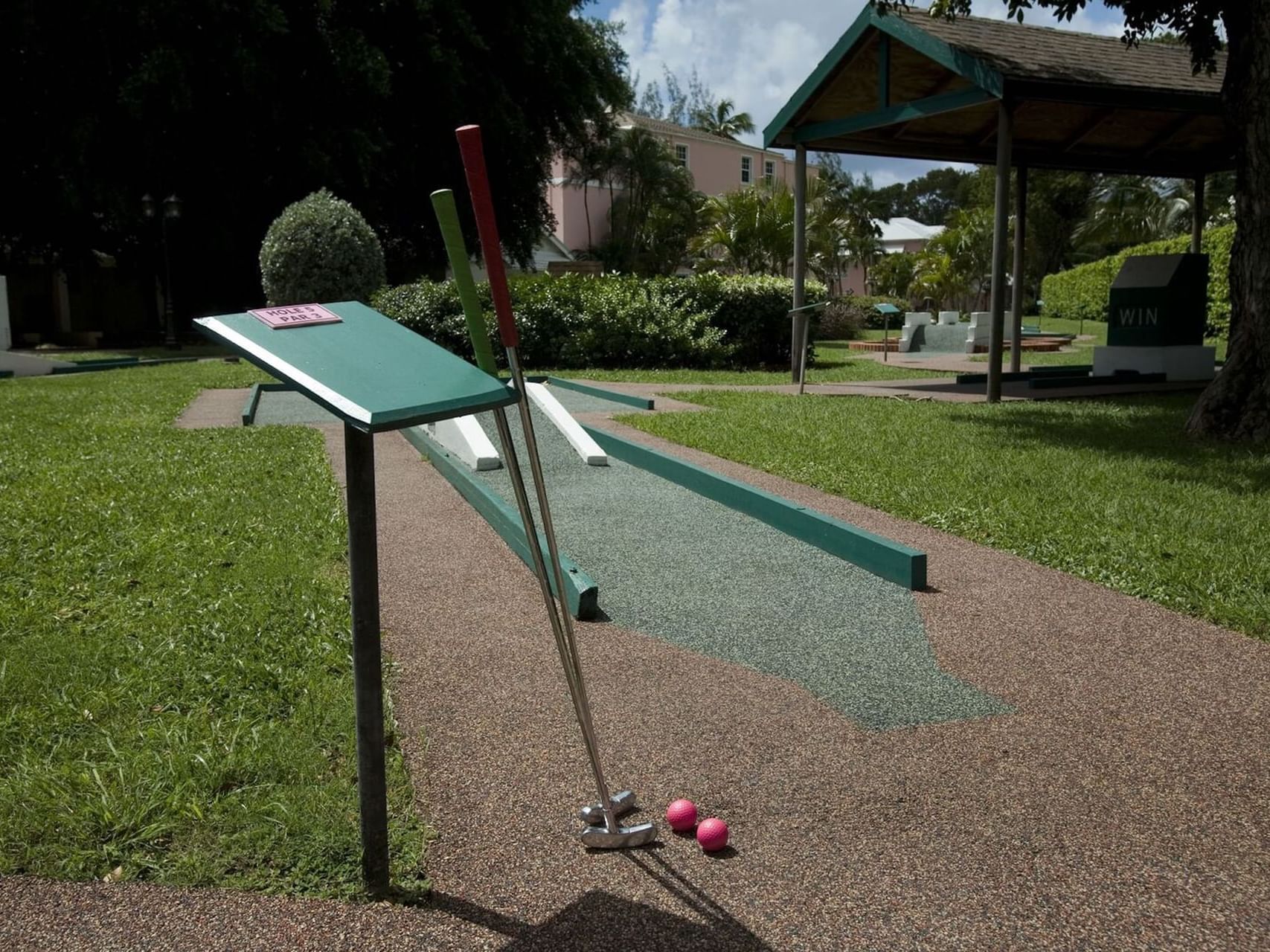 Golf sticks & balls, Mini Golf Court at Southern Palms Beach