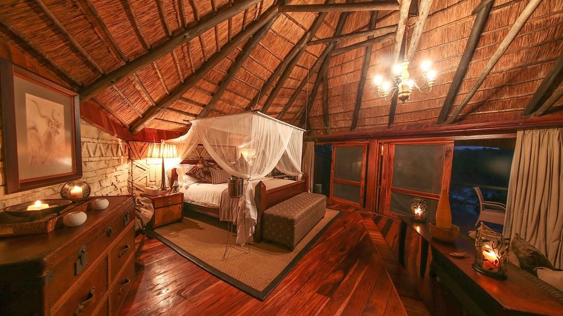 Interior of the Mivumo Villa room at Serena Mivumo River Lodge