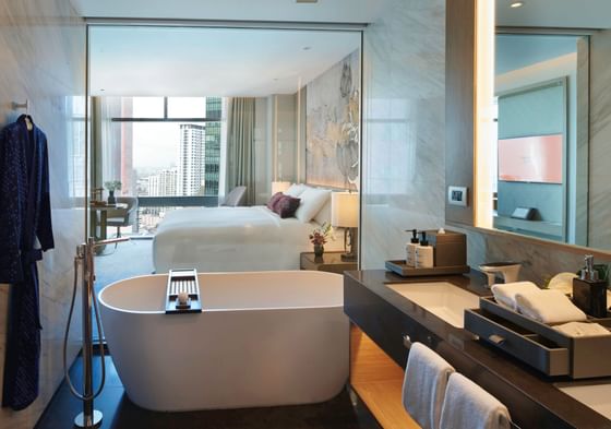 Vanity & bath tub, Two Bedroom Suite at Chatrium Grand Bangkok