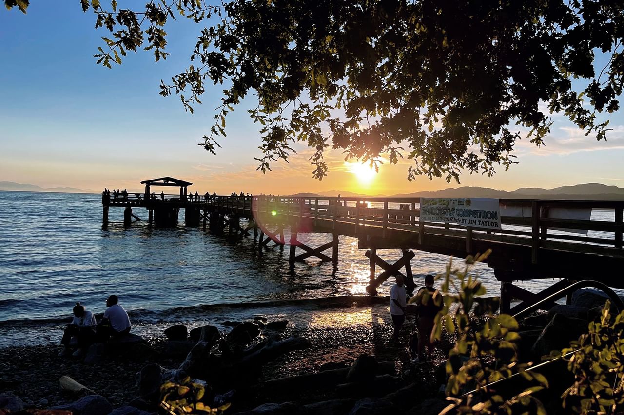Wharf under the sunset at The Oceanside