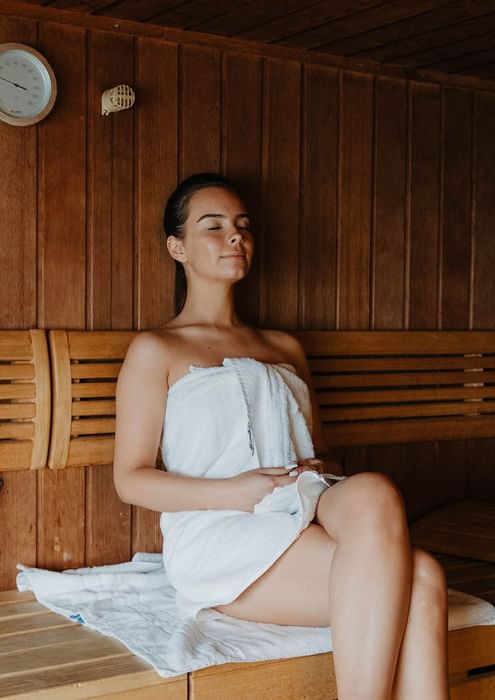 woman in sauna