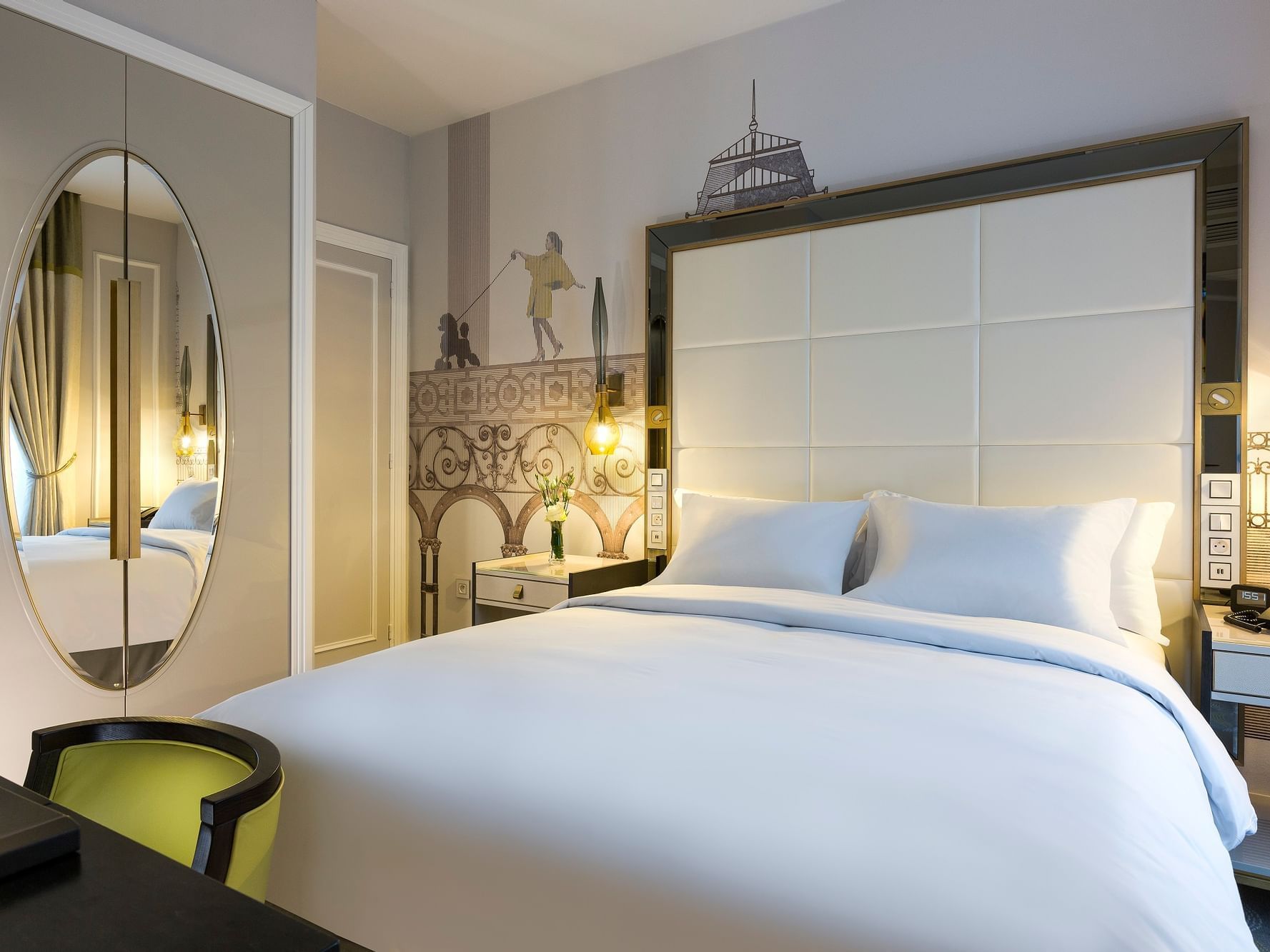 Bed & furniture in Superior Room at Hilton Paris Opera Hotel