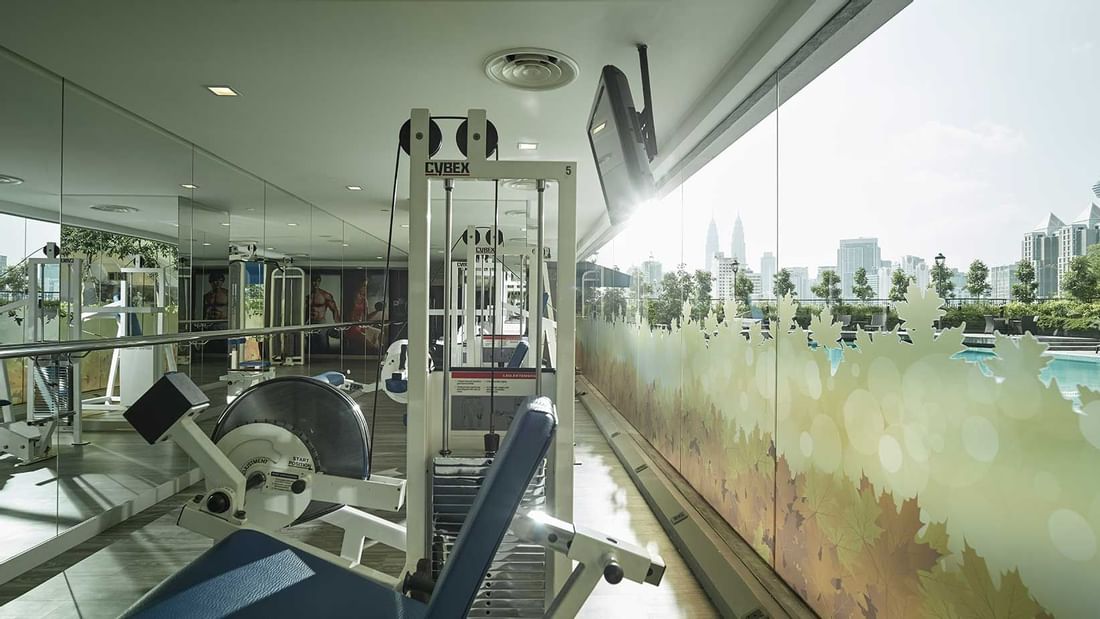Close-up view of Gym equipment in the Fitness Centre at Sunway Putra Hotel