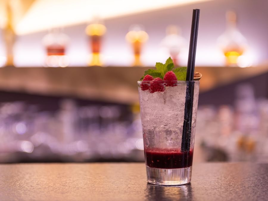 Blueberry cocktail served at The Originals Hotels