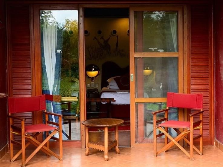 Balcony lounge of a hotel room at Amboseli Serena Safari Lodge