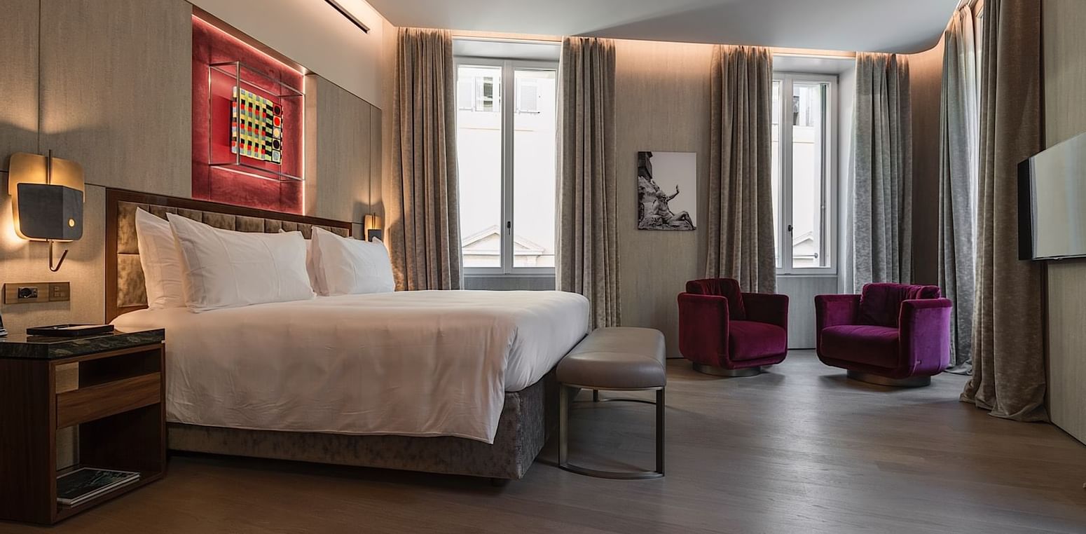 Furniture in bedroom of Corner Suite 7 at Fendi Private Suites