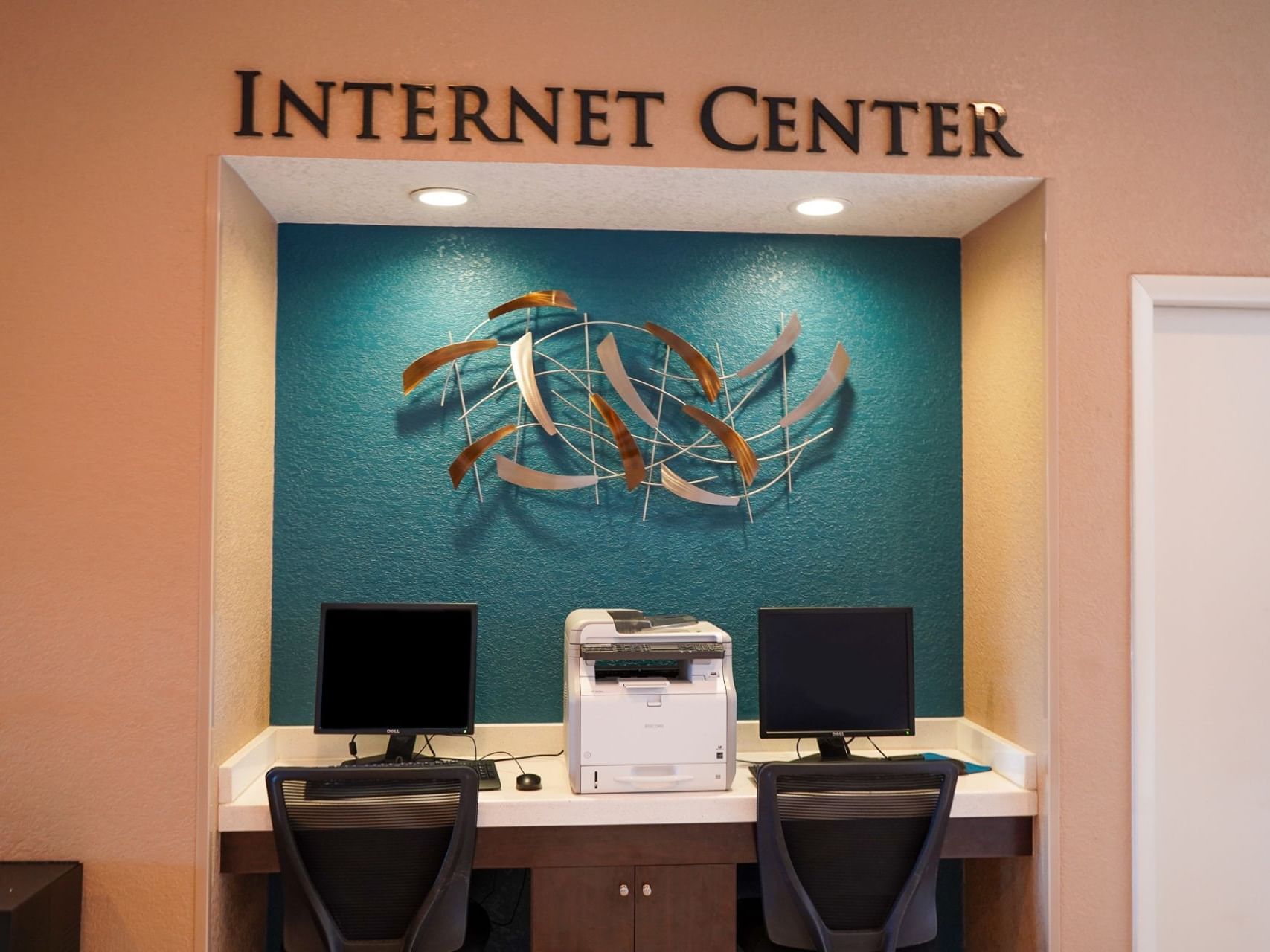 Workstations in the Internet Center at Rosen Inn International