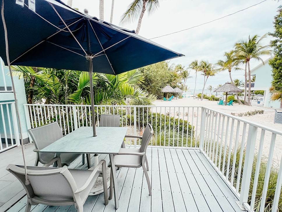 Deck with a comfortable sitting area in Premier Bay View with One King Bed and Deck at Bayside Inn Key Largo