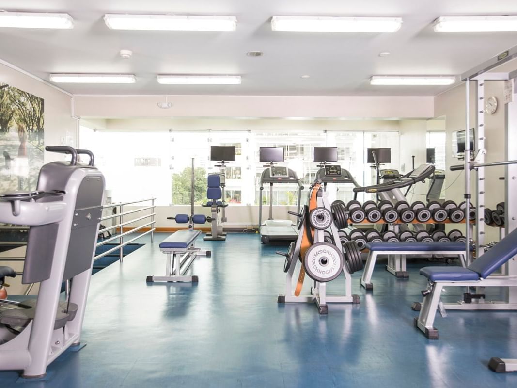 Gym and fitness center with new equipments at Delfines Hotel