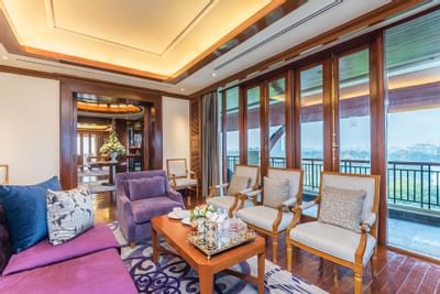 Living area of Royal Lake Suite at Chatrium Hotel Royal Lake