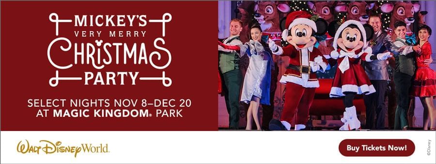 Mickey's Christmas Party poster used at Lake Buena Vista Resort Village & Spa